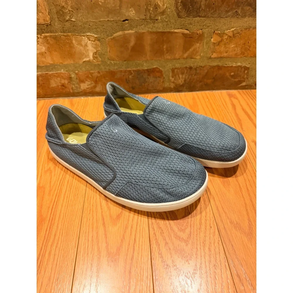 OluKai Mens Nohea Mesh 12 Blue Slip On Breathable Loafer Coastal